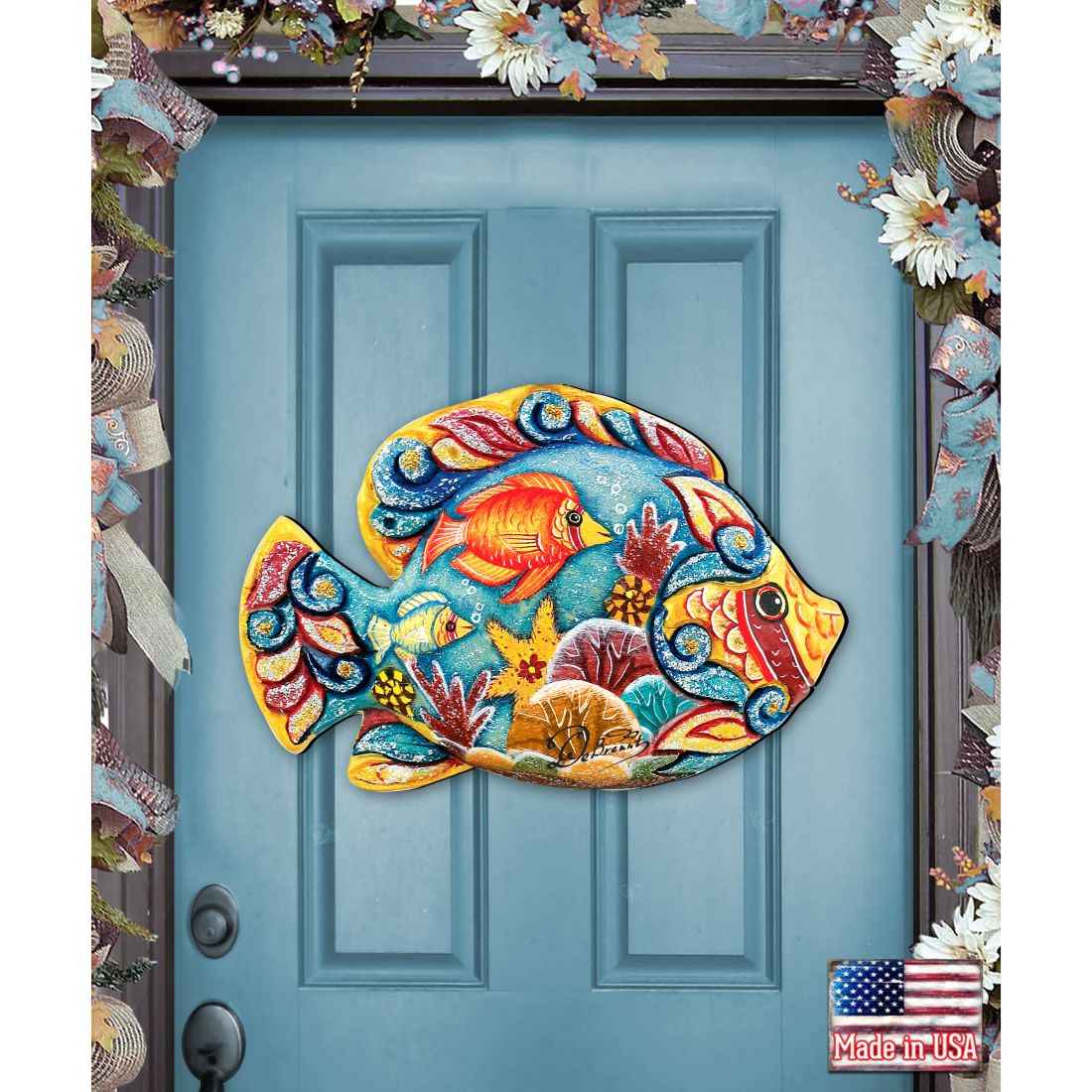 Tropical Fish Beach House Door Decor by G. DeBrekht - Coastal Holiday Decor - 8126121H